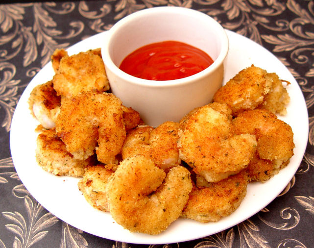 Pan Fried Shrimp with Wasabi Dip