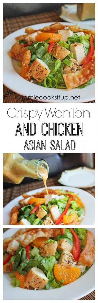 Crispy Won Ton and Chicken Asian Salad I Jamie Cooks It Up!