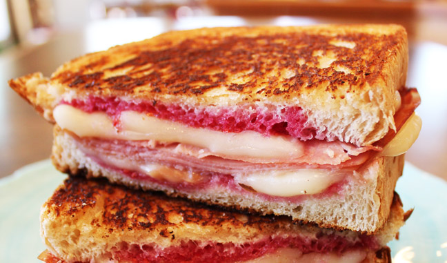 Hot Ham and Cheese with Raspberry Jam from Jamie Cooks It Up!