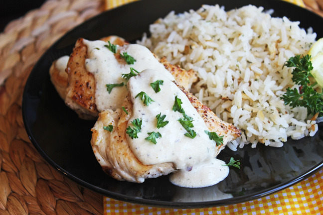 Skillet Honey Dijon Chicken from Jamie Cooks It Up!