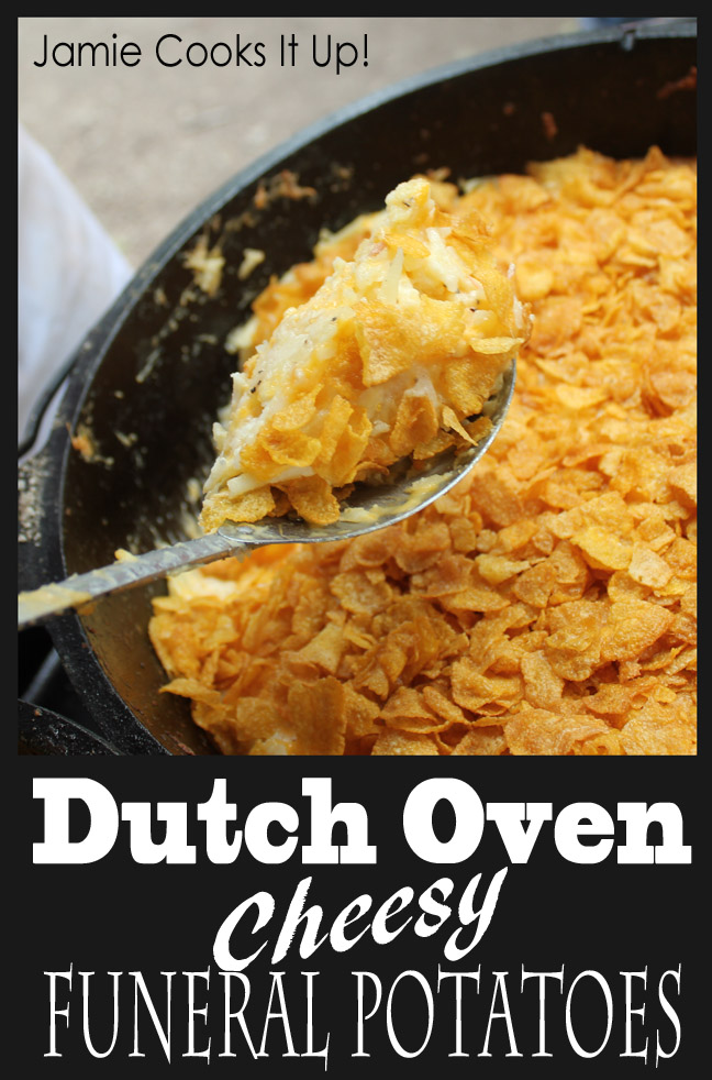 Dutch Oven Cheesy Funeral Potatoes from Jamie Cooks It Up!