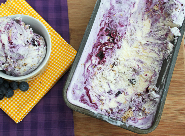 Blueberry Cheesecake Ice Cream from Jamie Cooks It Up!