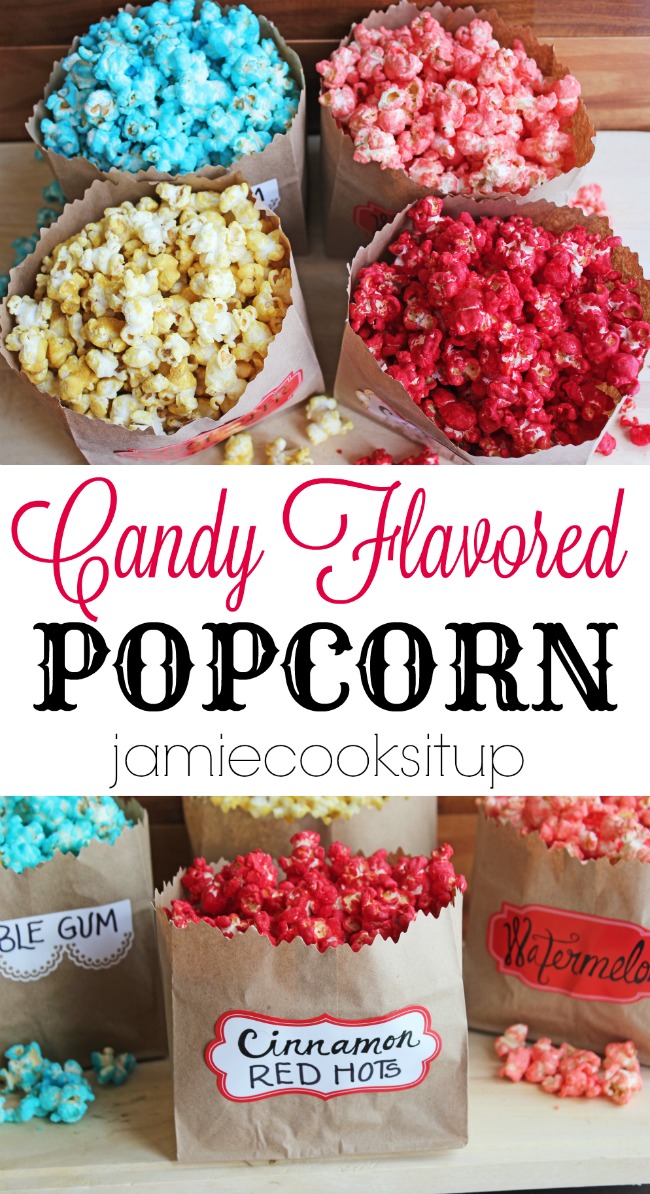 Candy Flavored Popcorn from Jamie Cooks It Up!