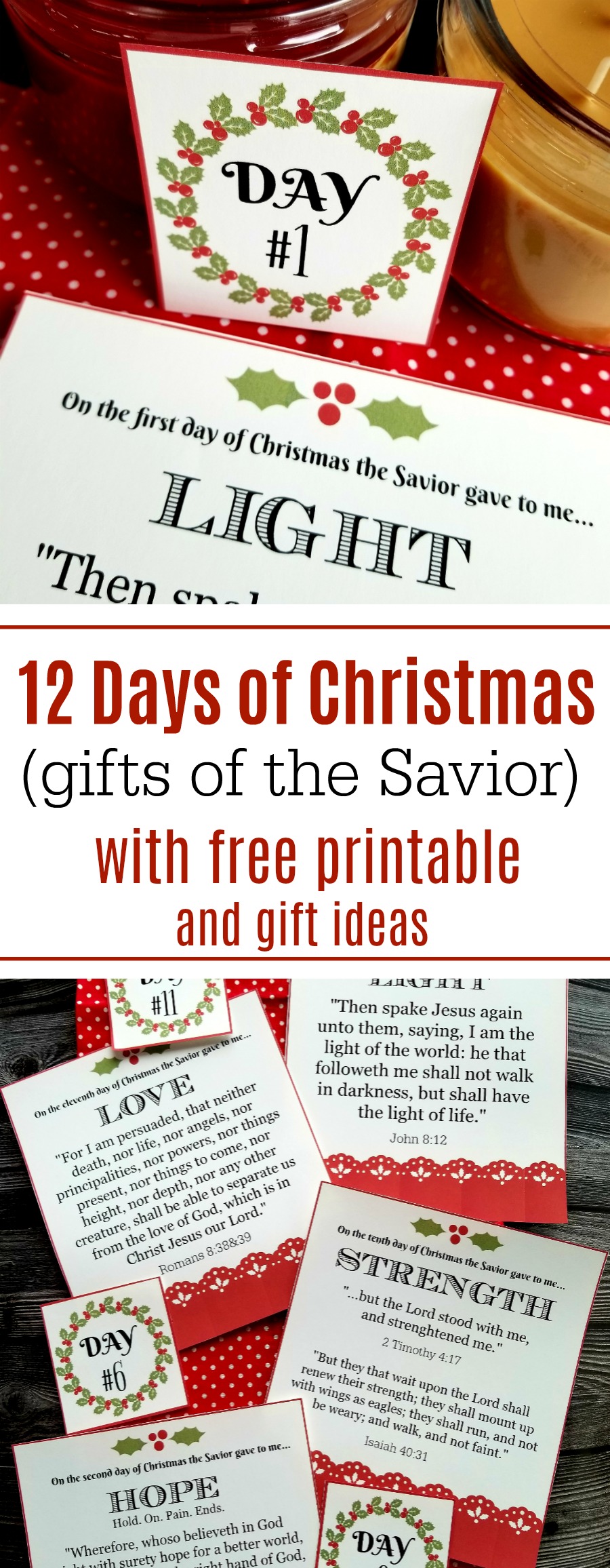 12 Days Of Christmas gifts Of The Savior With Free Printable Cards
