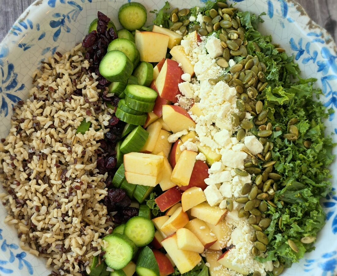 Wild Rice and Kale Salad with Honey Basil Dressing